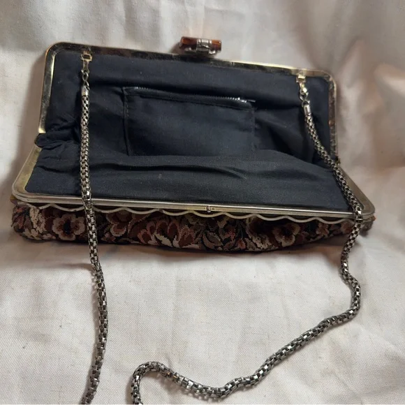 Vintage VTG Floral Tapestry Clutch with Chain Strap - Picture 9 of 15